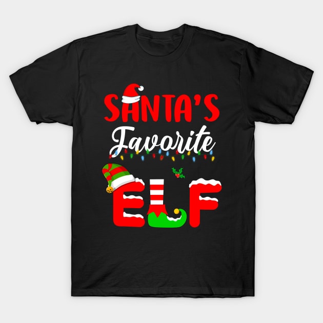 Funny Santa's Favorite Elf Squad Christmas Pajama Matching T-Shirt by _So who go sayit_